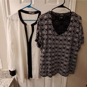 BUNDLE OF black and‎ white plus size shirts 2X